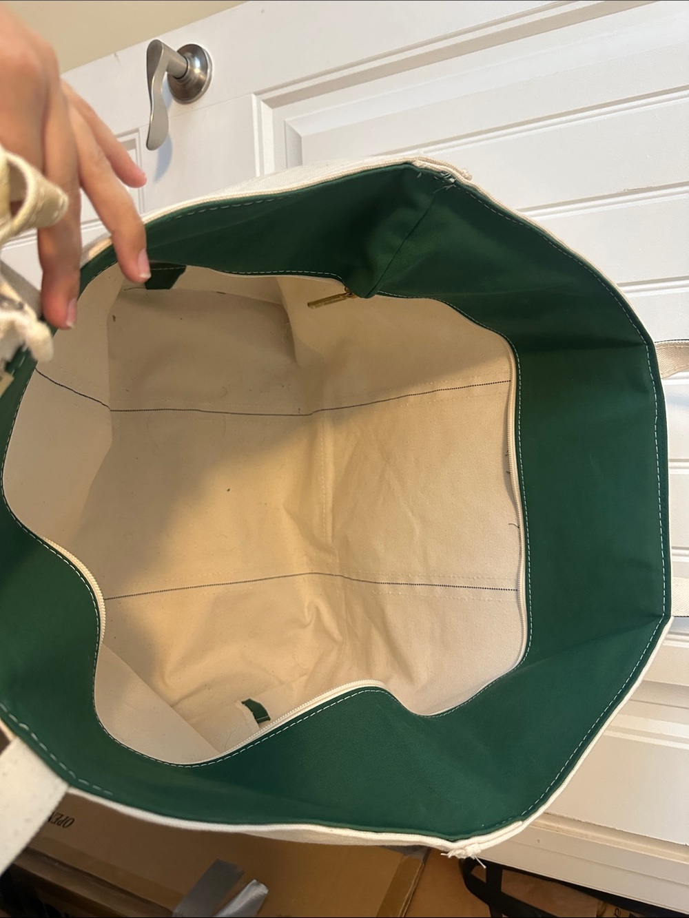 L.L. Bean boat tote dark green xl zip top - Picture 3 of 7